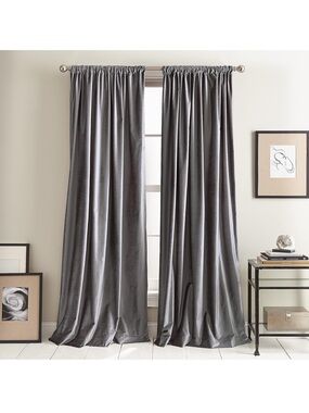 New DKNY Modern Knotted Velvet 96” Charcoal Panels x2